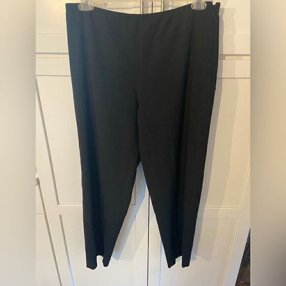 Eileen Fisher Black Stretch Pants Elsstoc Waist Side Zip Size Large - Picture 1 of 8